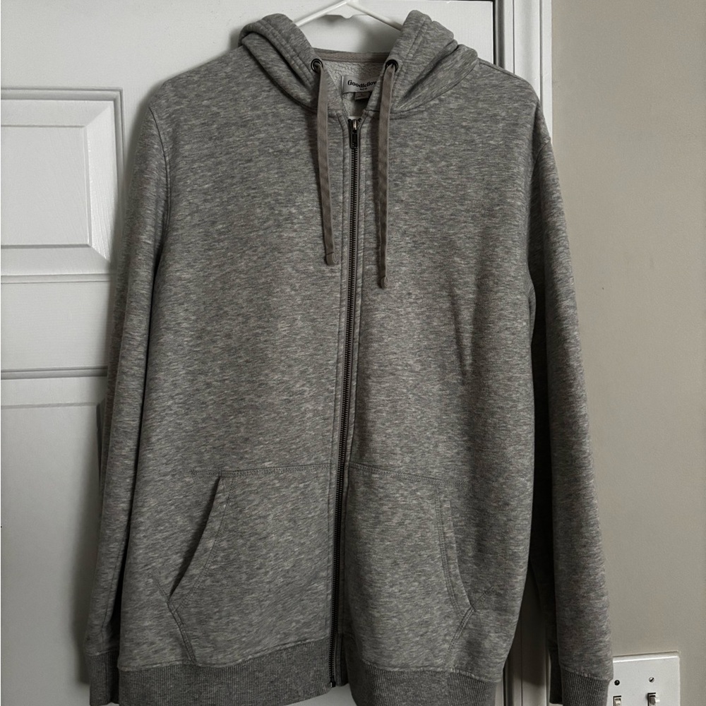 Gray Men's Zip Up Hoodie